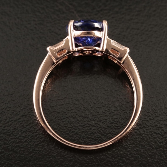 Tanzanite and Diamond 14K Rose Gold Ring - Picture 4 of 8